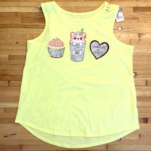 NEW WITH TAGS! Justice corgi sparkle tank top